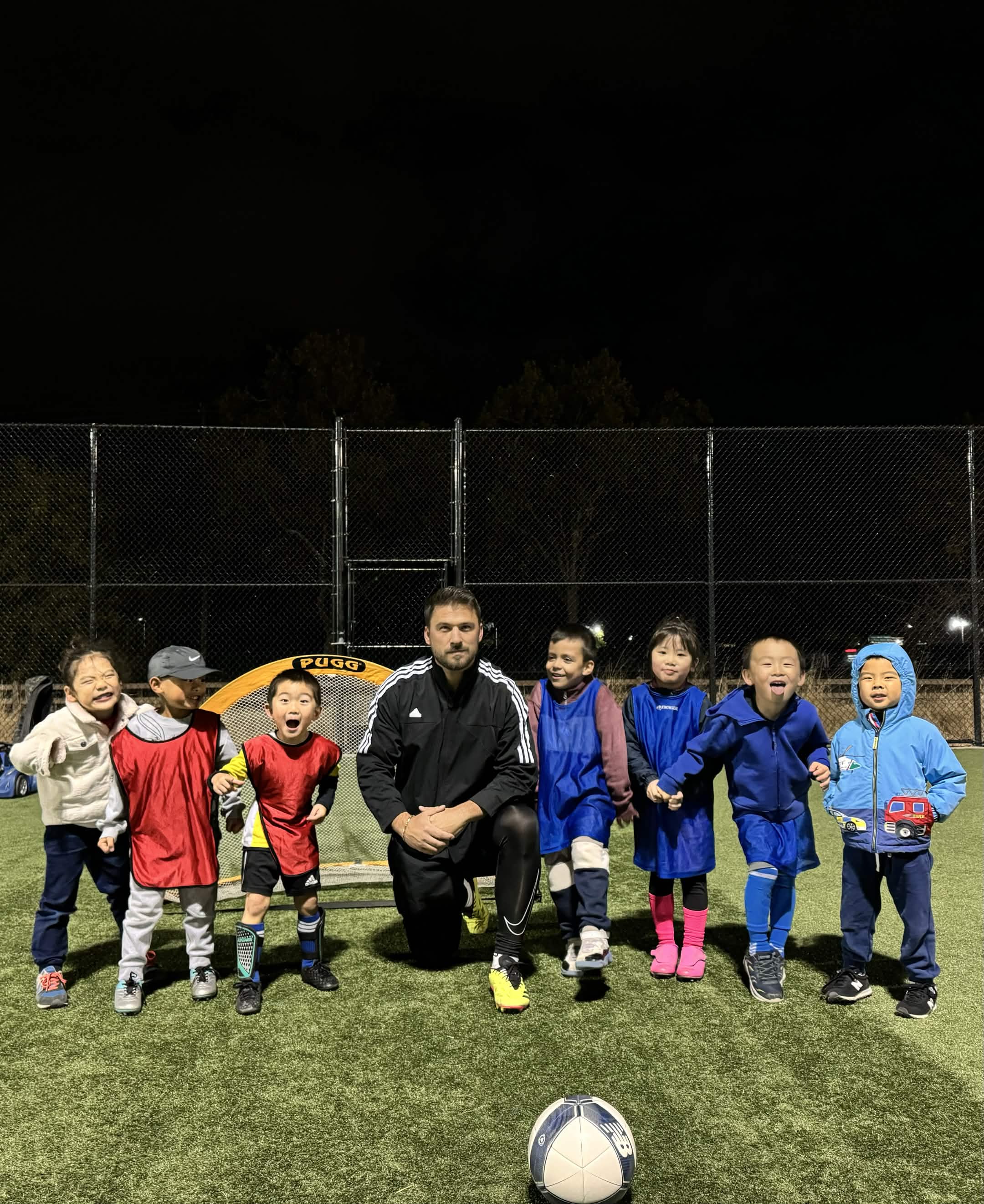 Evening training session with young players