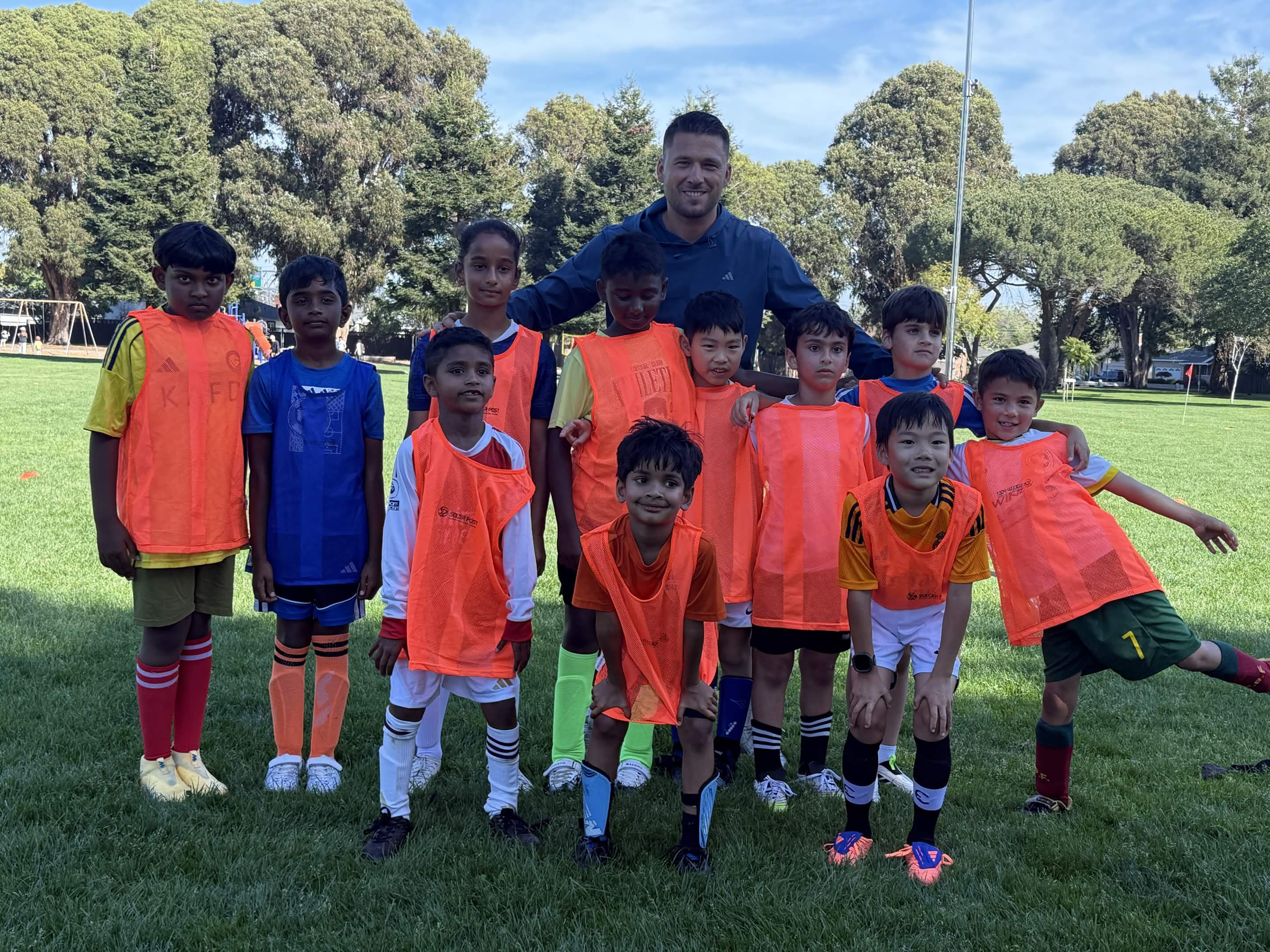 Youth soccer training group session